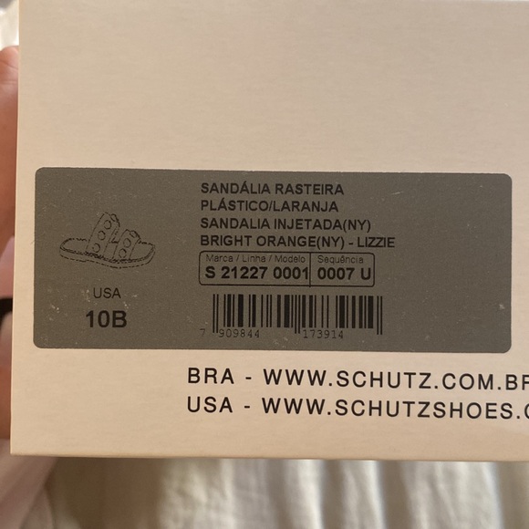 SCHUTZ Square Toe Lizzie Slide Studded Sandals Orange Silver Jelly Rubber New 10 - Picture 8 of 9